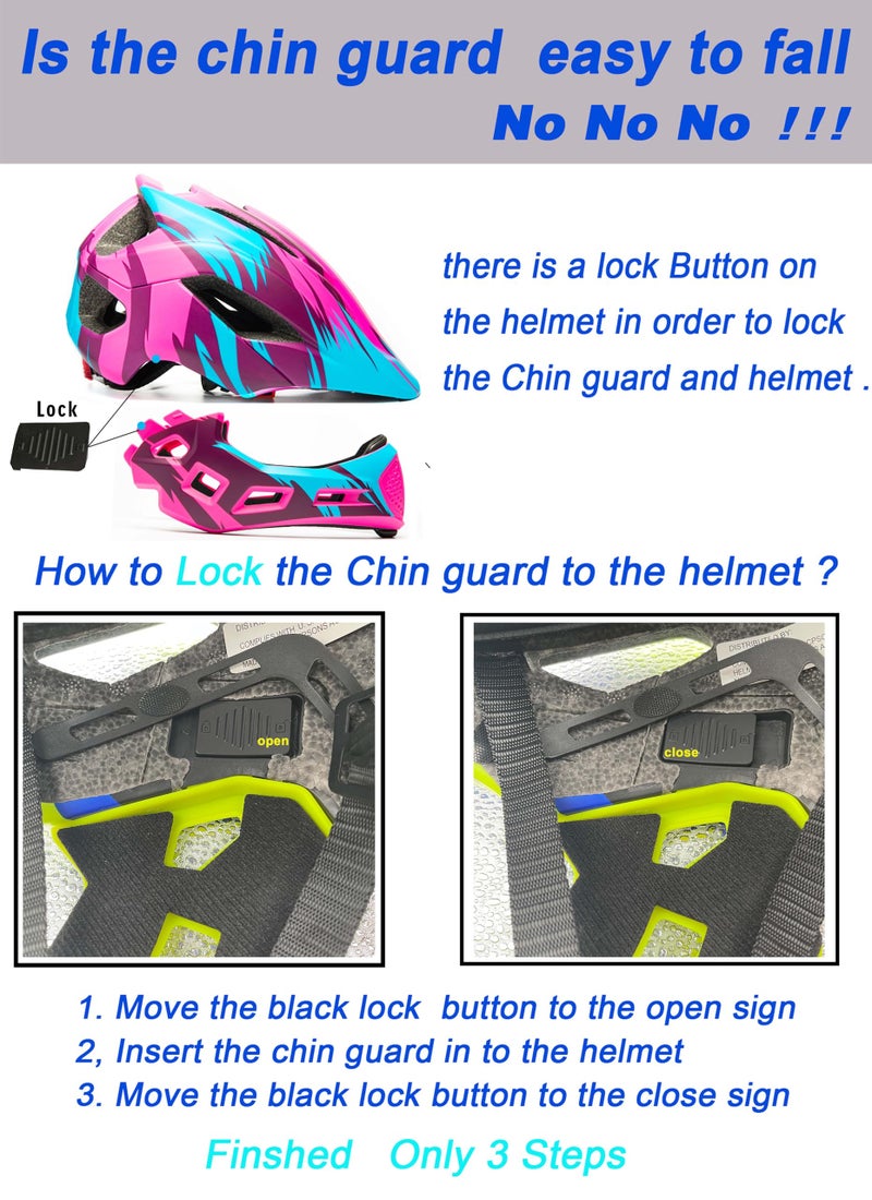 Natuway Toddler and Kids Full Face Helmet, Girl and Boy BMX Multi-Sport Detachable Mountain Dirty Bike Helmet Around 3-12 Years Head Circumference. - Image 2